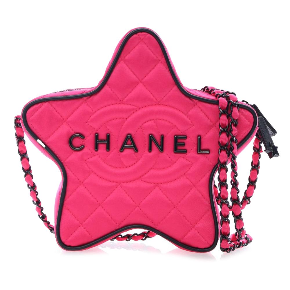 Chanel AB Chanel Pink Satin Fabric Quilted Walk Of Fame Star Crossbody France