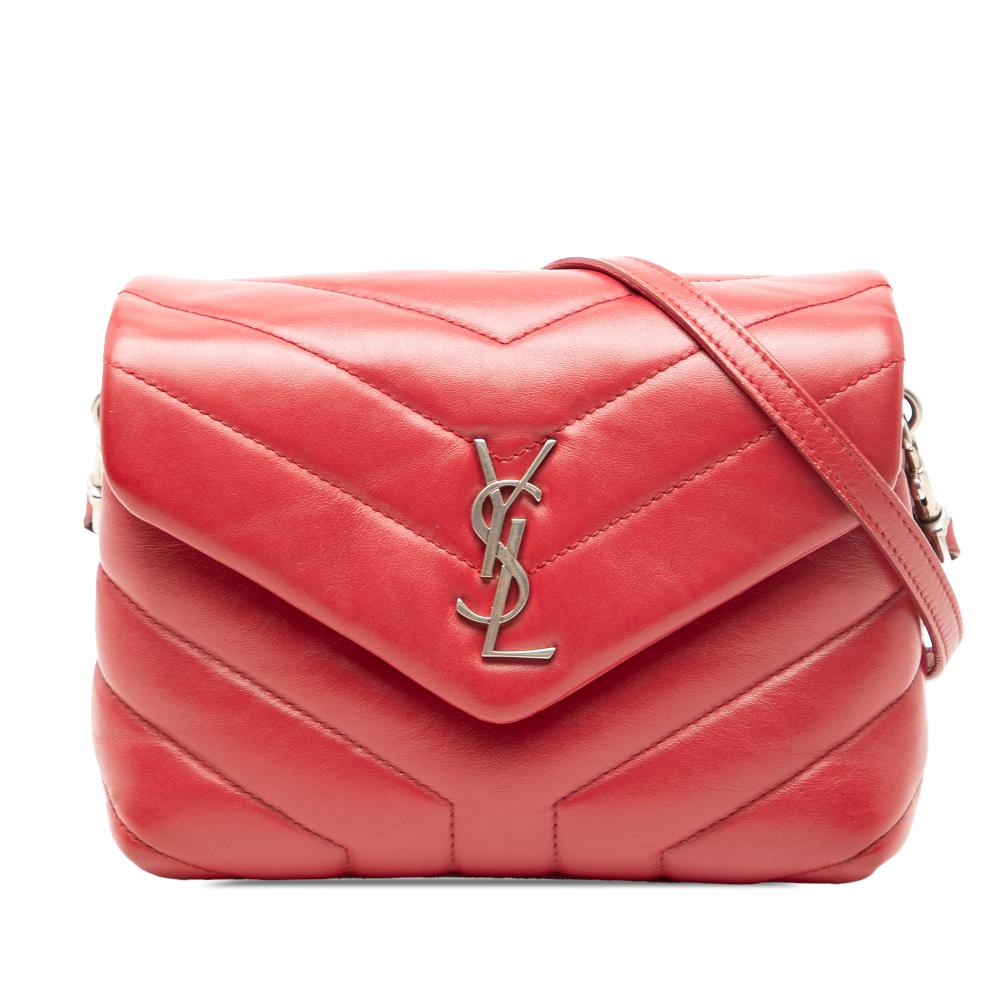Saint Laurent B Saint Laurent Red Calf Leather Toy Matelasse Monogram LouLou Crossbody Italy