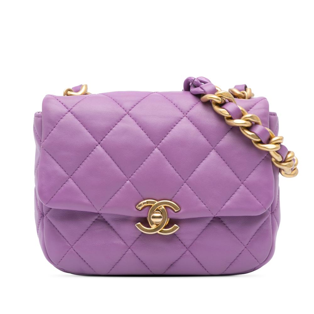Chanel B Chanel Purple Lambskin Leather Leather Mini Quilted Lambskin Candy Chain Flap Italy
