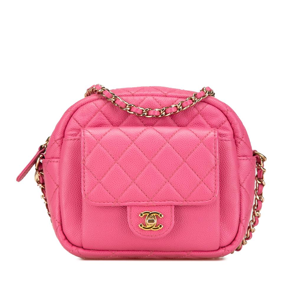 Chanel B Chanel Pink Caviar Leather Leather Quilted Caviar CC Day Camera Bag France