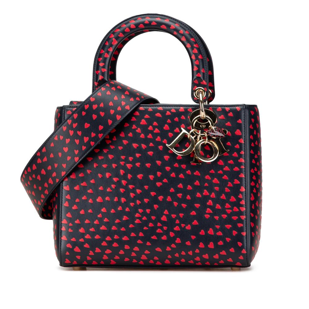 Christian Dior AB Dior Blue Navy Calf Leather Medium skin I Love Paris Lady Dior Italy