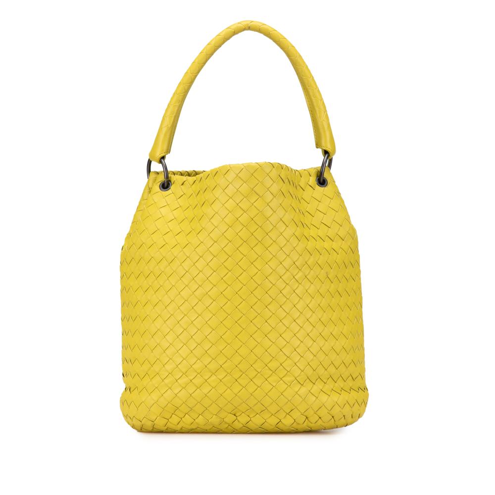 Bottega Veneta B Bottega Veneta Yellow Nappa Leather Leather Nappa Intrecciato Bucket Bag Italy