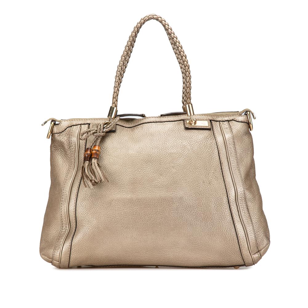 Gucci B Gucci Gold Calf Leather Large Bella Tote Italy