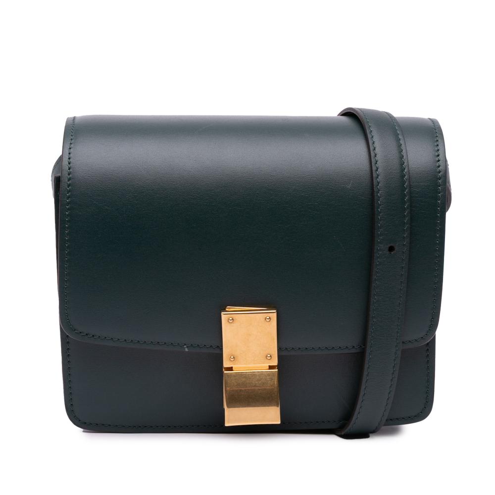 Celine B Celine Green Dark Green Calf Leather Small skin Classic Box Italy