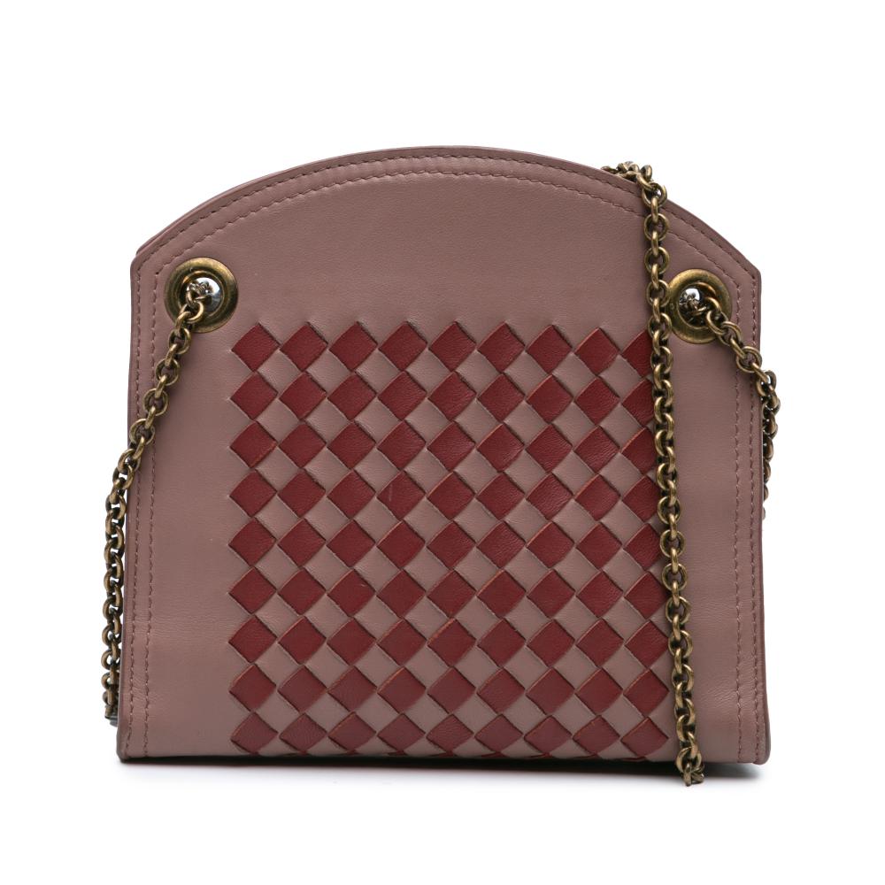 Bottega Veneta B Bottega Veneta Pink Nappa Leather Leather Nappa Intrecciato Chain Wallet Italy