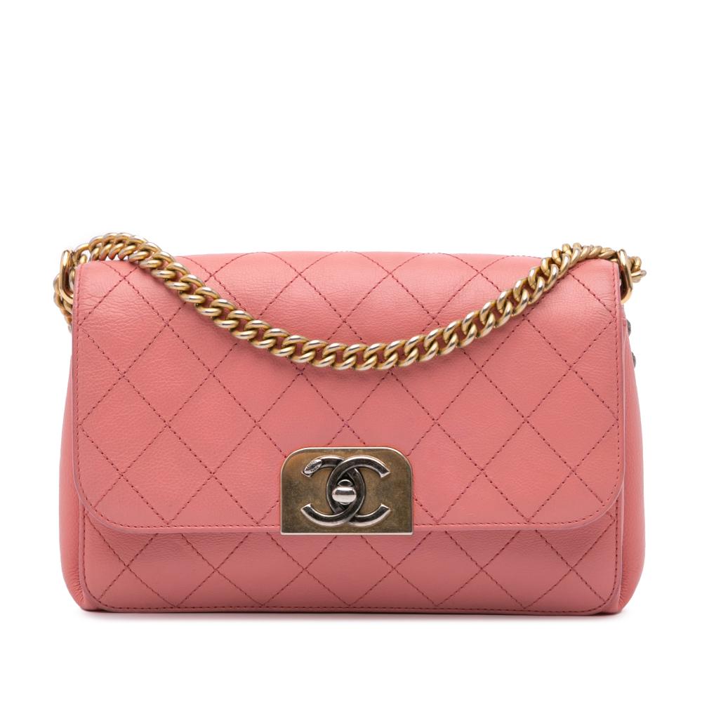Chanel B Chanel Pink Calf Leather Quilted skin Straight Lined Flap Italy