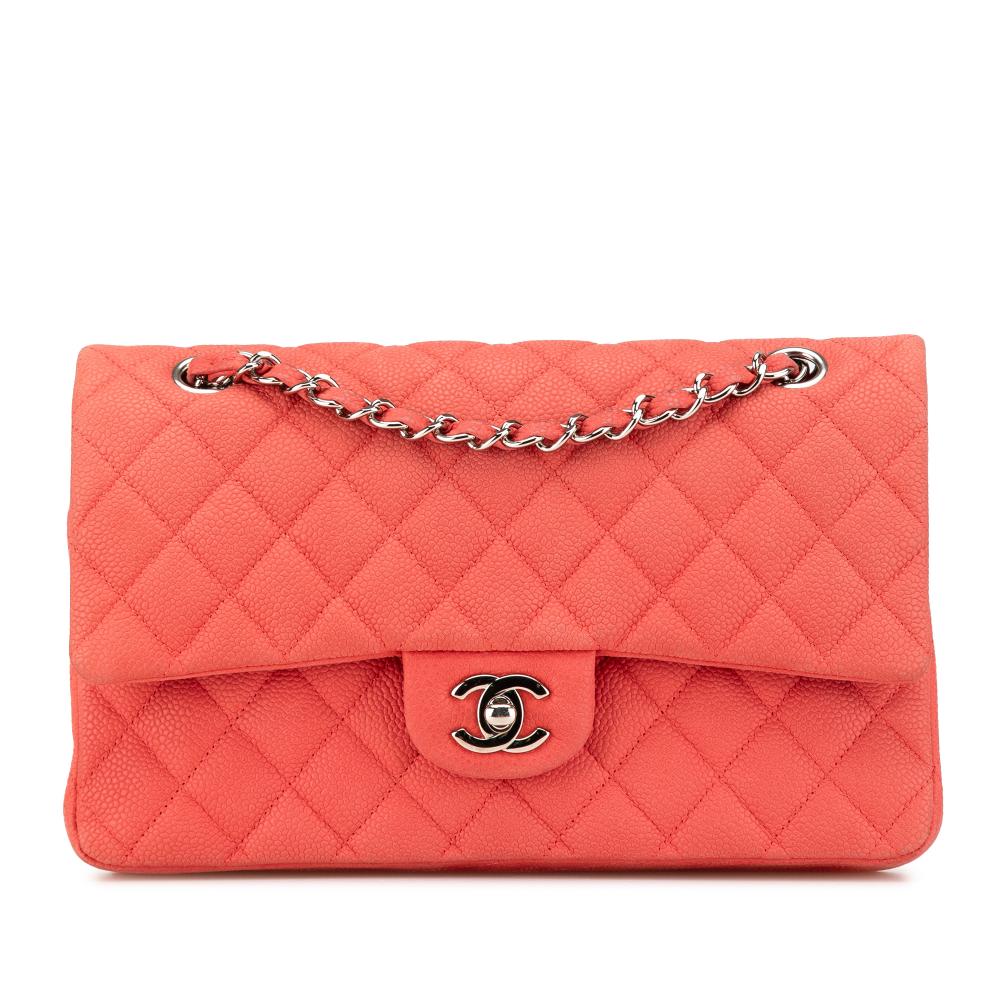Chanel B Chanel Pink Strawberry Caviar Leather Leather Medium Classic Caviar Double Flap France