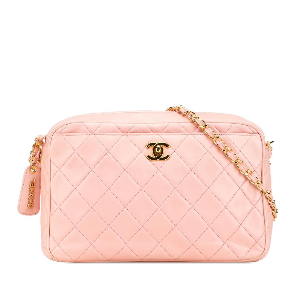 Chanel B Chanel Pink Light Pink Lambskin Leather Leather CC Quilted Lambskin Camera Crossbody Italy