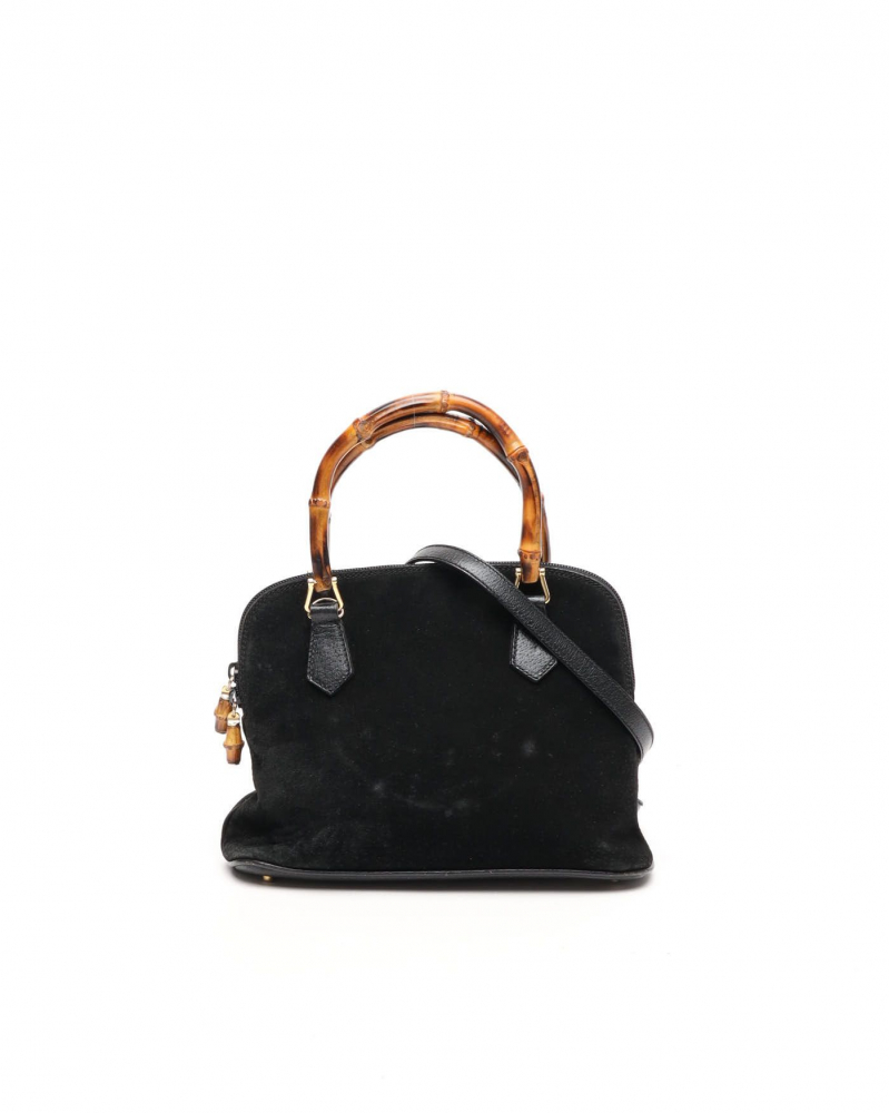 Gucci Suede Bamboo Handbag