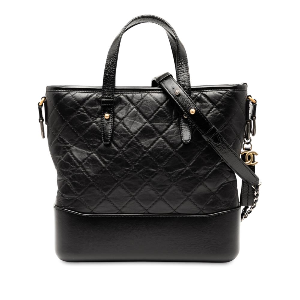 Chanel AB Chanel Black Calf Leather Medium Quilted skin Gabrielle Shopping Satchel Italy