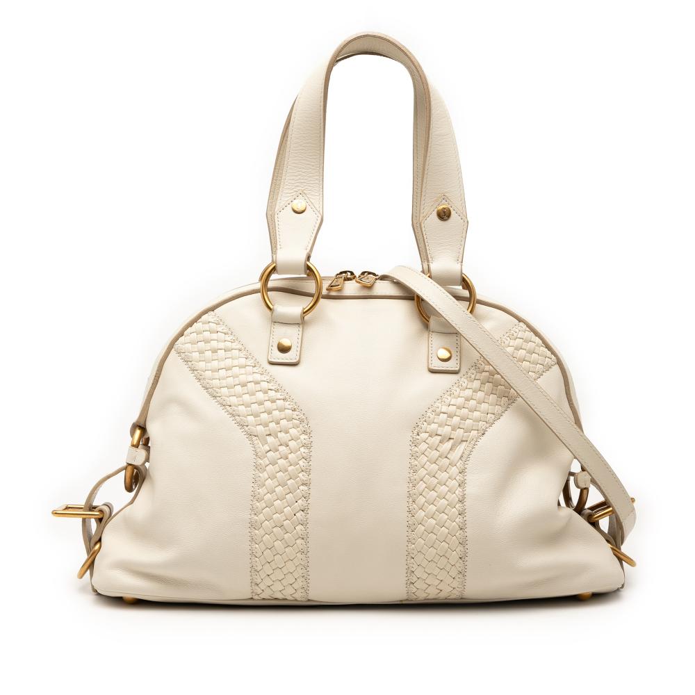 Saint Laurent B Saint Laurent Brown Light Beige Calf Leather Muse Satchel Italy