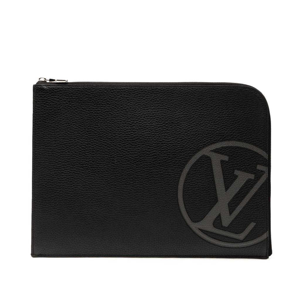Louis Vuitton B Louis Vuitton Black Calf Leather Taurillon Initials Circle Pochette Jour GM France