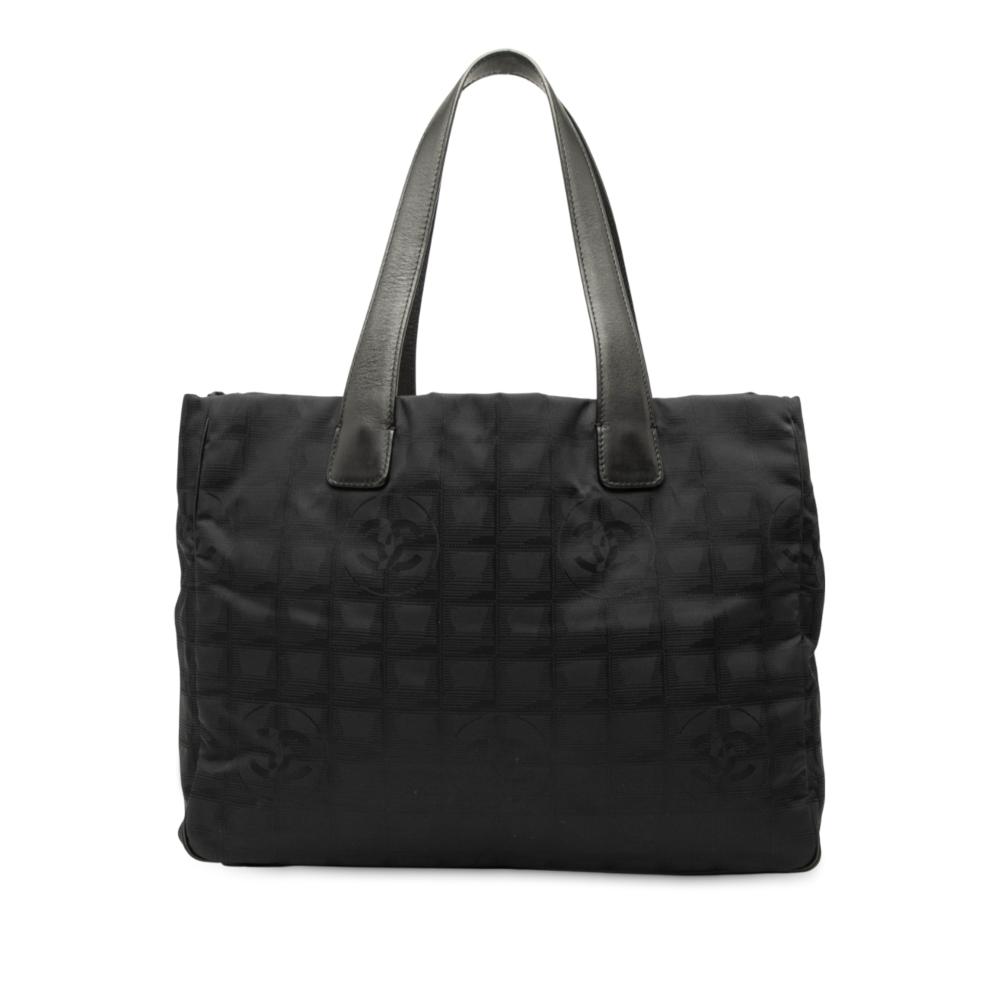 Chanel B Chanel Black Nylon Fabric New Travel Line Tote Italy