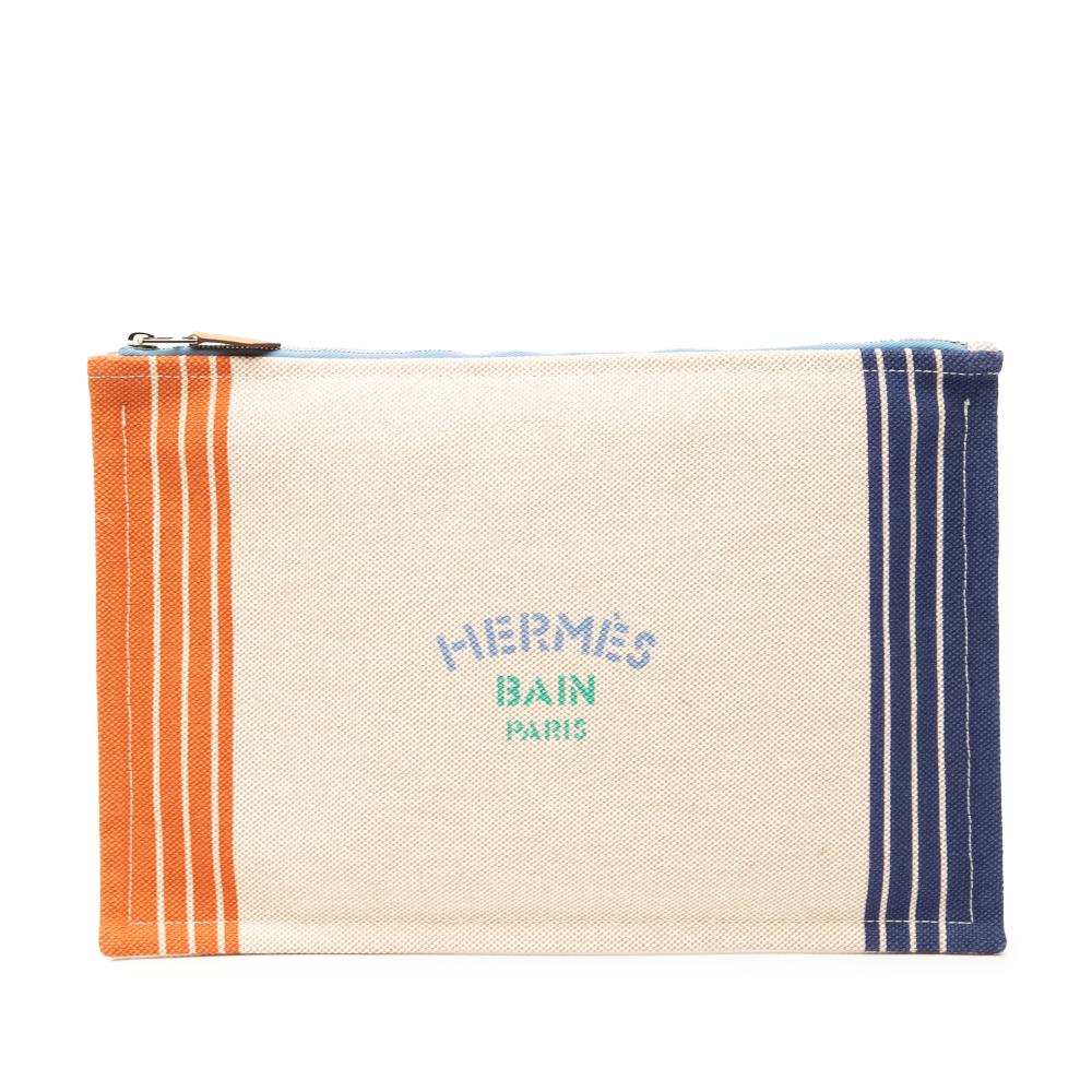 Hermès AB Hermès Brown Beige with Multi Canvas Fabric Large H Maillon Marin case France