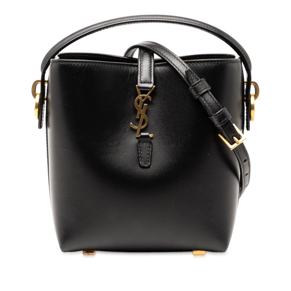 Saint Laurent B Saint Laurent Black Calf Leather Mini Shiny skin Le 37 Bucket Bag Italy