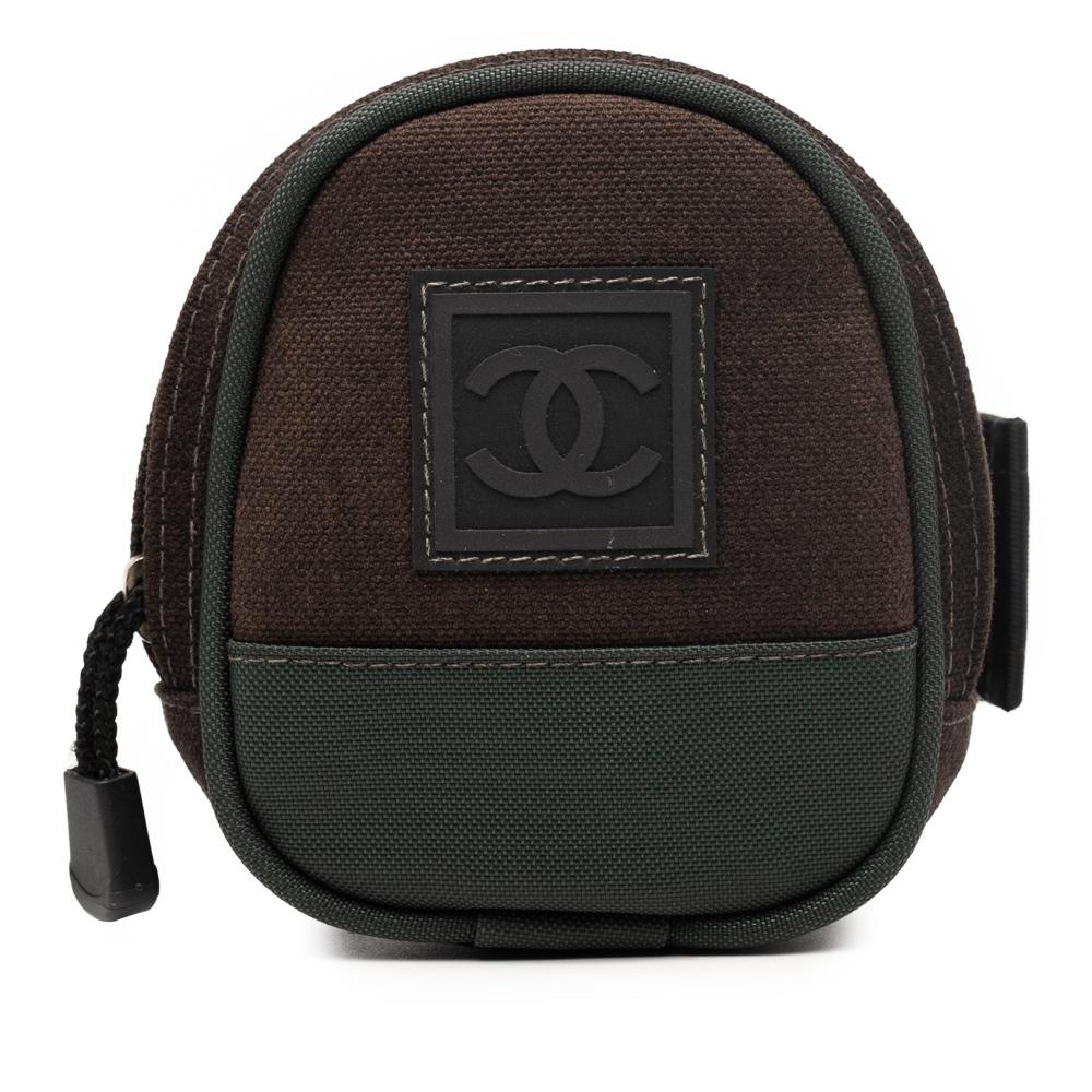 Chanel AB Chanel Brown Dark Brown Canvas Fabric CC Sports Line and Nylon Arm Pouch France