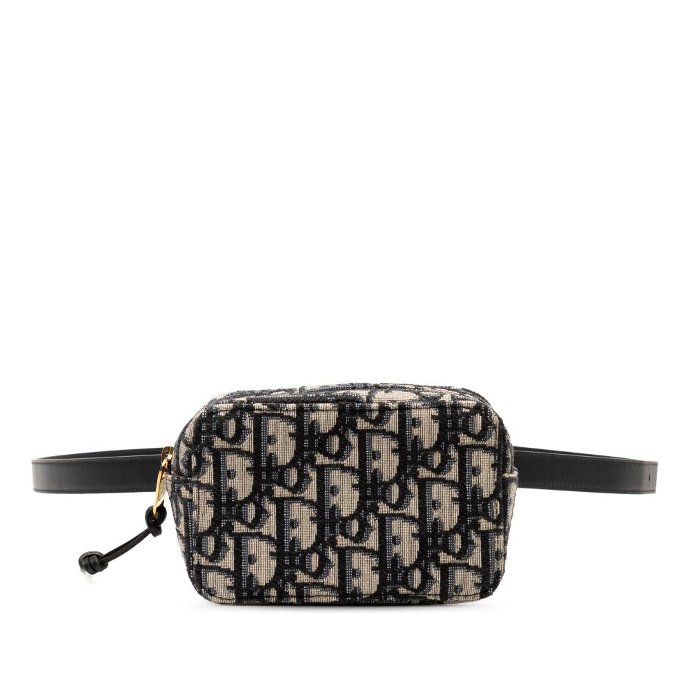 Christian Dior AB Dior Blue Navy Canvas Fabric Oblique Belt Pouch Italy