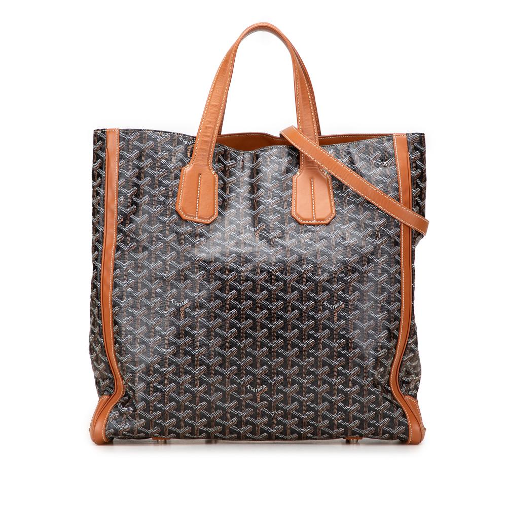 Goyard AB Goyard Black with Brown Coated Canvas Fabric Goyardine Voltaire France
