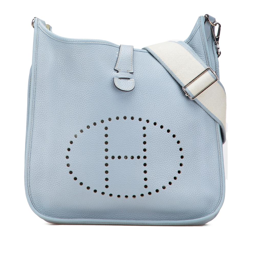Hermès AB Hermès Blue Light Blue Calf Leather Clemence Evelyne III 33 France