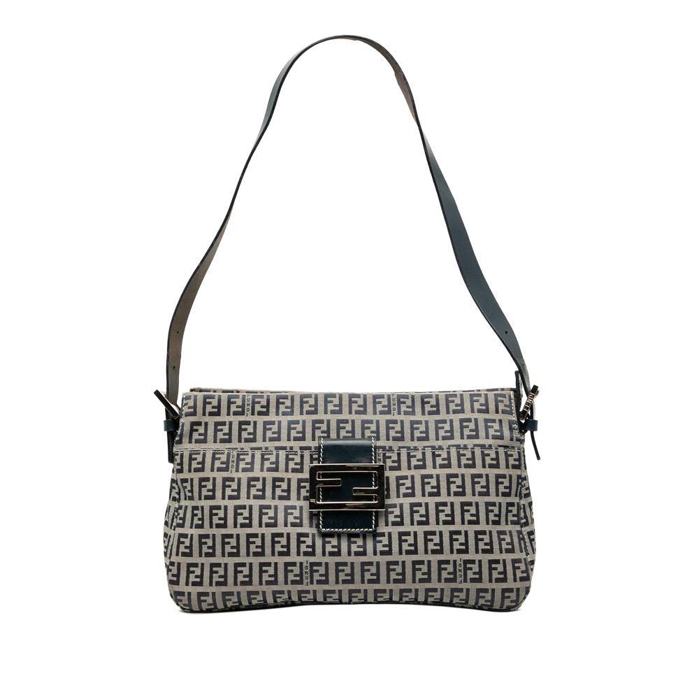 Fendi B Fendi Gray Canvas Fabric Zucchino Shoulder Bag Italy