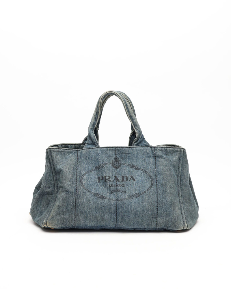 Prada Large Denim Canapa Bag