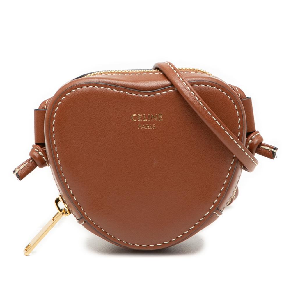 Celine AB Celine Brown Calf Leather Micro Heart Crossbody Italy