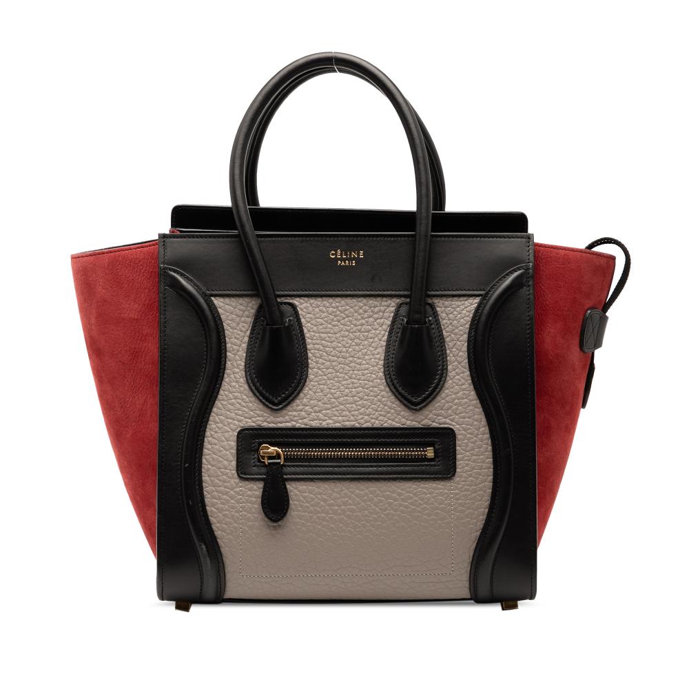 Celine B Celine Brown with Multi Calf Leather Micro Tricolor Luggage Tote Italy