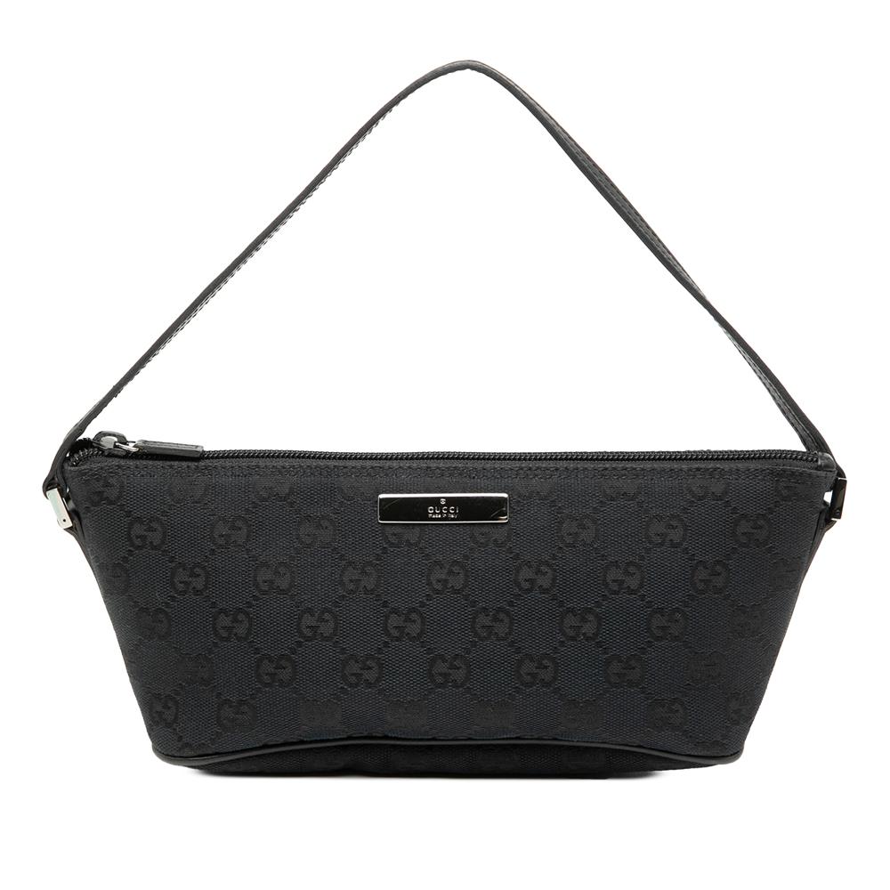 Gucci AB Gucci Black Canvas Fabric GG Boat Italy