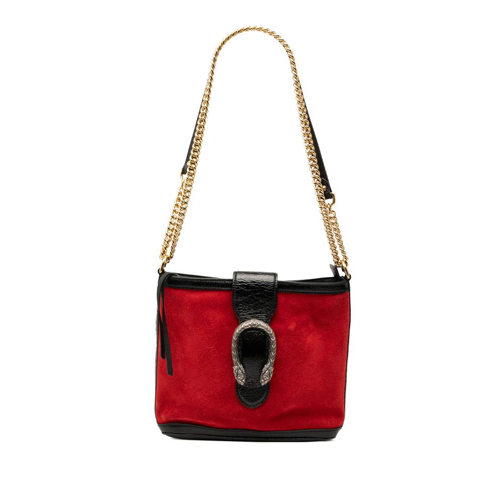 Gucci B Gucci Red with Black Suede Leather Dionysus Bucket Bag Italy