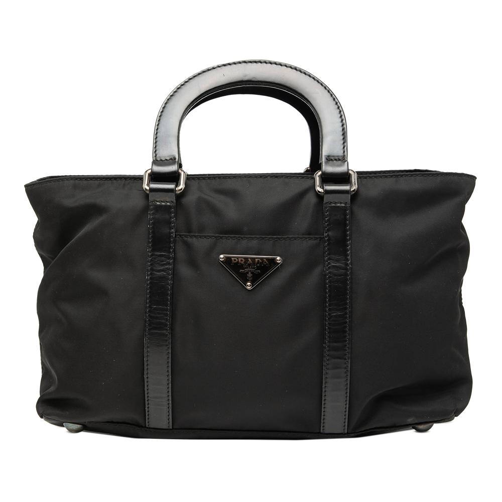 Prada B Prada Black Nylon Fabric Tessuto Satchel Italy
