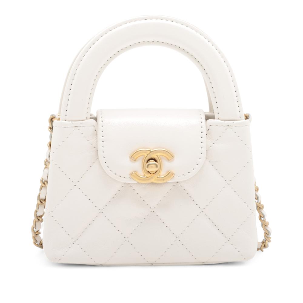 Chanel AB Chanel White Calf Leather Nano Aged skin Kelly Shopper Bag France