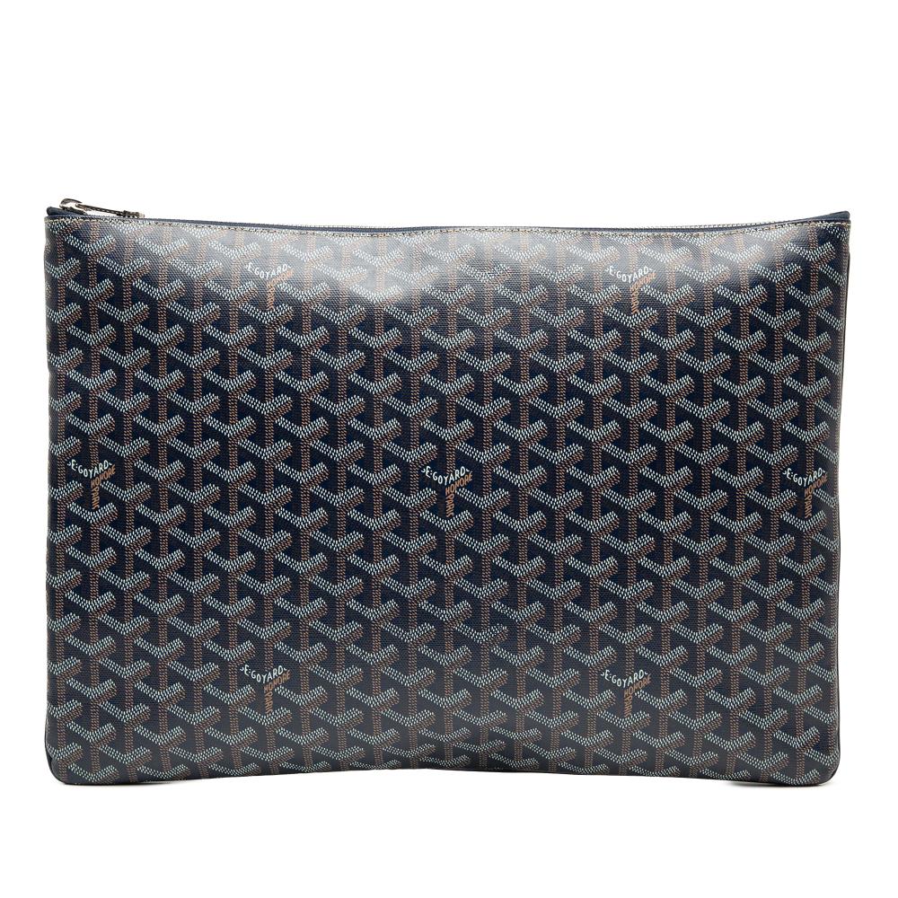 Goyard AB Goyard Blue Navy Coated Canvas Fabric Goyardine Senat GM France