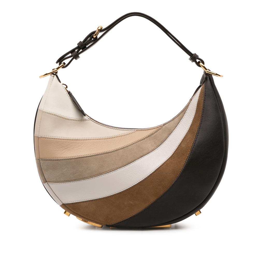 Fendi AB Fendi Brown Calf Leather Small skin and Suede Rainbow Fendigraphy Italy