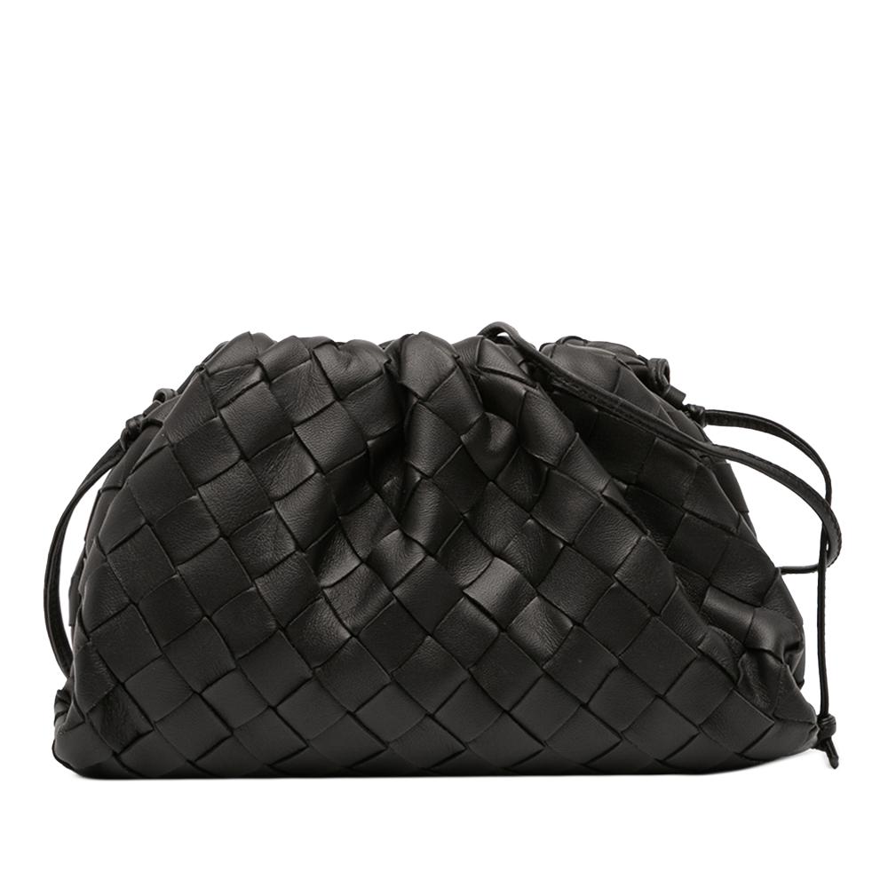 Bottega Veneta B Bottega Veneta Black Nappa Leather Leather Nappa Intrecciato The Mini Pouch Crossbody Italy