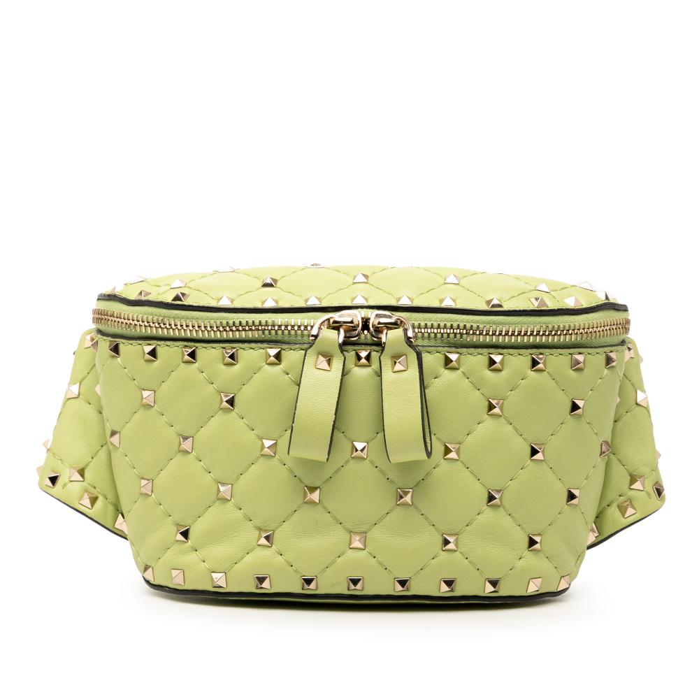 Valentino AB Valentino Green Lime Nappa Leather Leather Nappa Rockstud Spike Belt Bag Italy