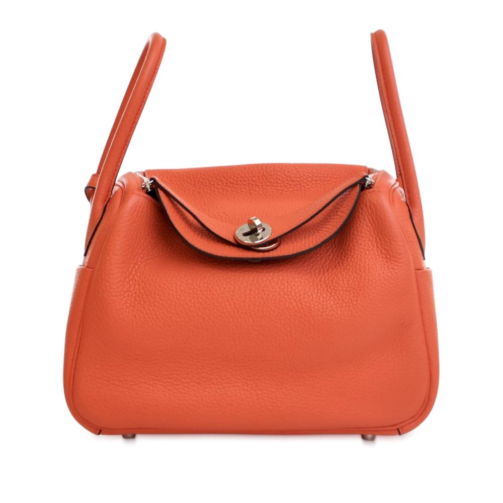 Hermès AB Hermès Orange Dark Orange Calf Leather Clemence Lindy 26 France