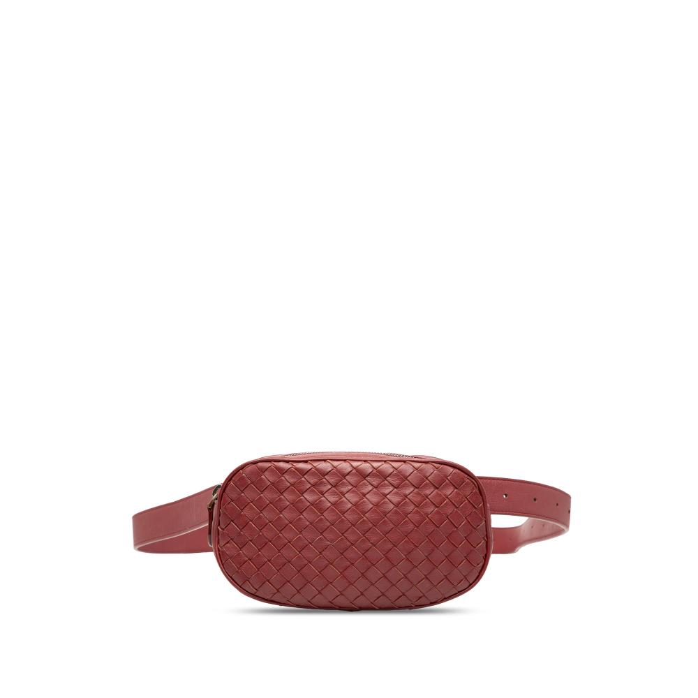 Bottega Veneta B Bottega Veneta Red Indian Red Nappa Leather Leather Nappa Intrecciato Belt Bag Italy