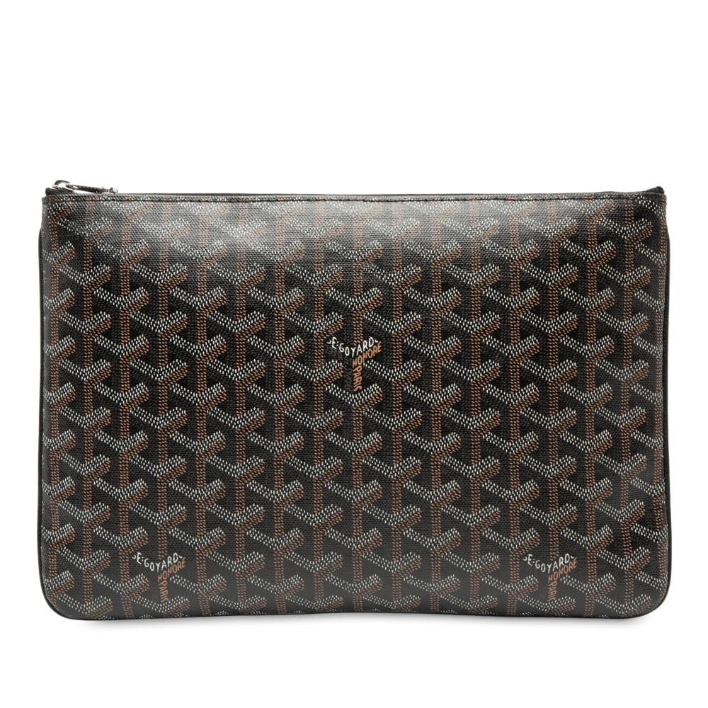 Goyard AB Goyard Black Coated Canvas Fabric Goyardine Senat MM France
