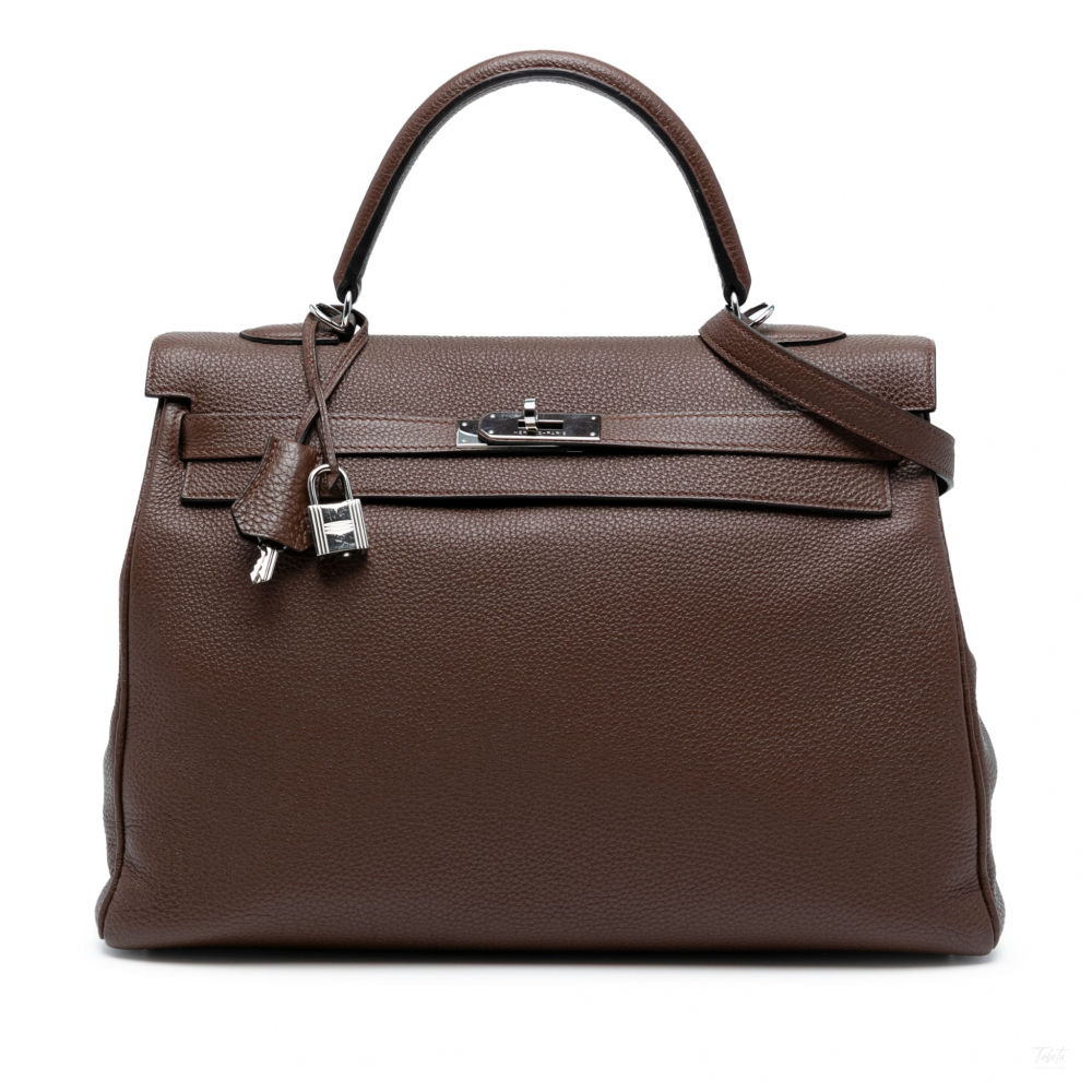Hermès Kelly 35 Togo Leather Top-handle Handbag Chocolat
