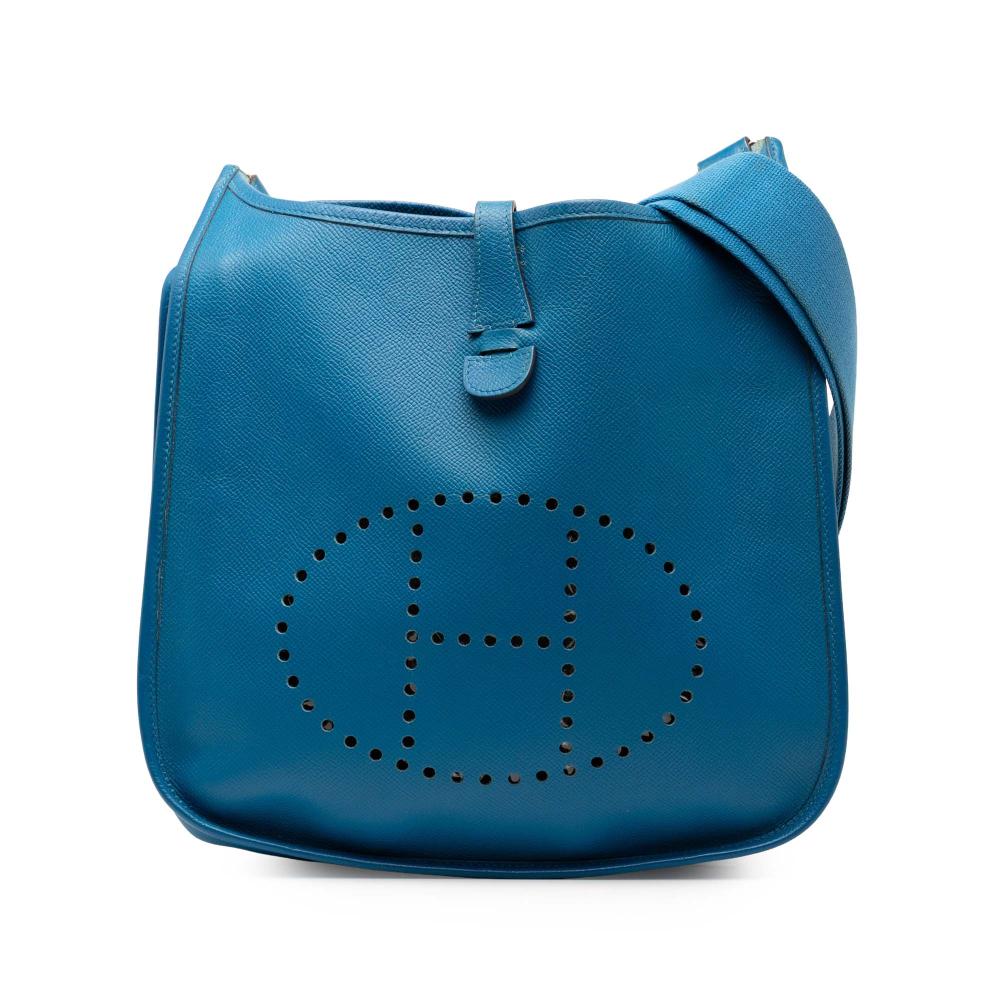 Hermès B Hermès Blue Calf Leather Epsom Evelyne III 29 France