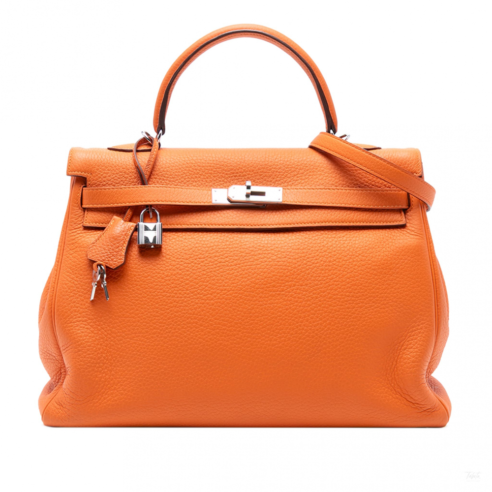 Hermès Kelly 35 Togo Leather Top-handle Handbag Orange