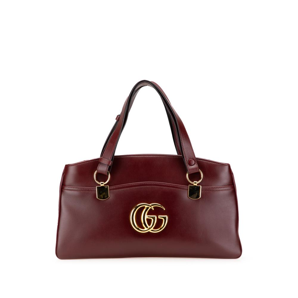 Gucci B Gucci Red Burgundy Calf Leather Large Arli Shoulder Bag Italy