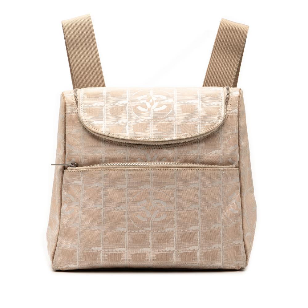 Chanel B Chanel Brown Beige Nylon Fabric New Travel Line Backpack Italy