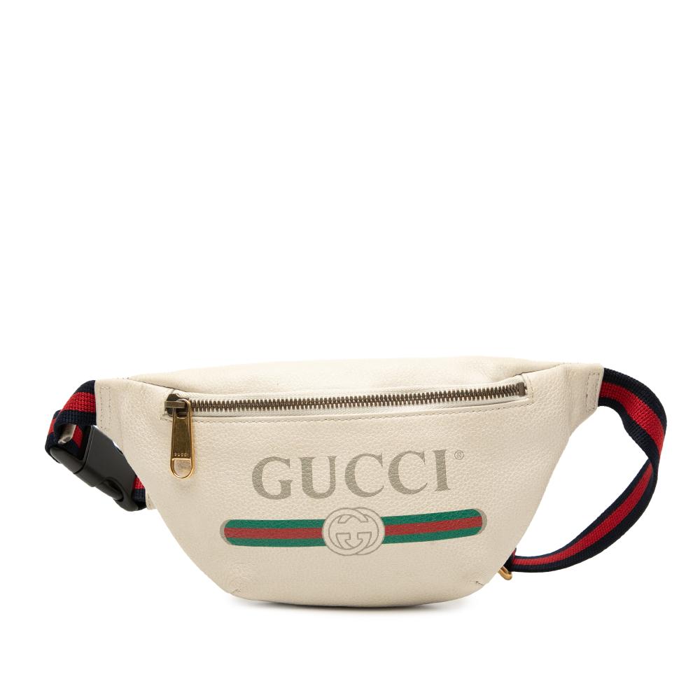 Gucci B Gucci White Calf Leather Logo Belt Bag Italy