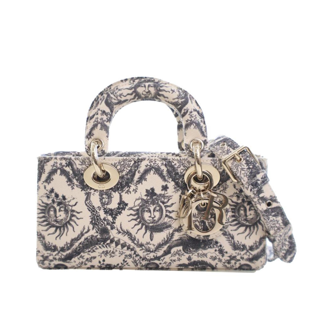 Christian Dior AB Dior White Denim Fabric Small Toile de Jouy Soleil Lady D Joy Italy