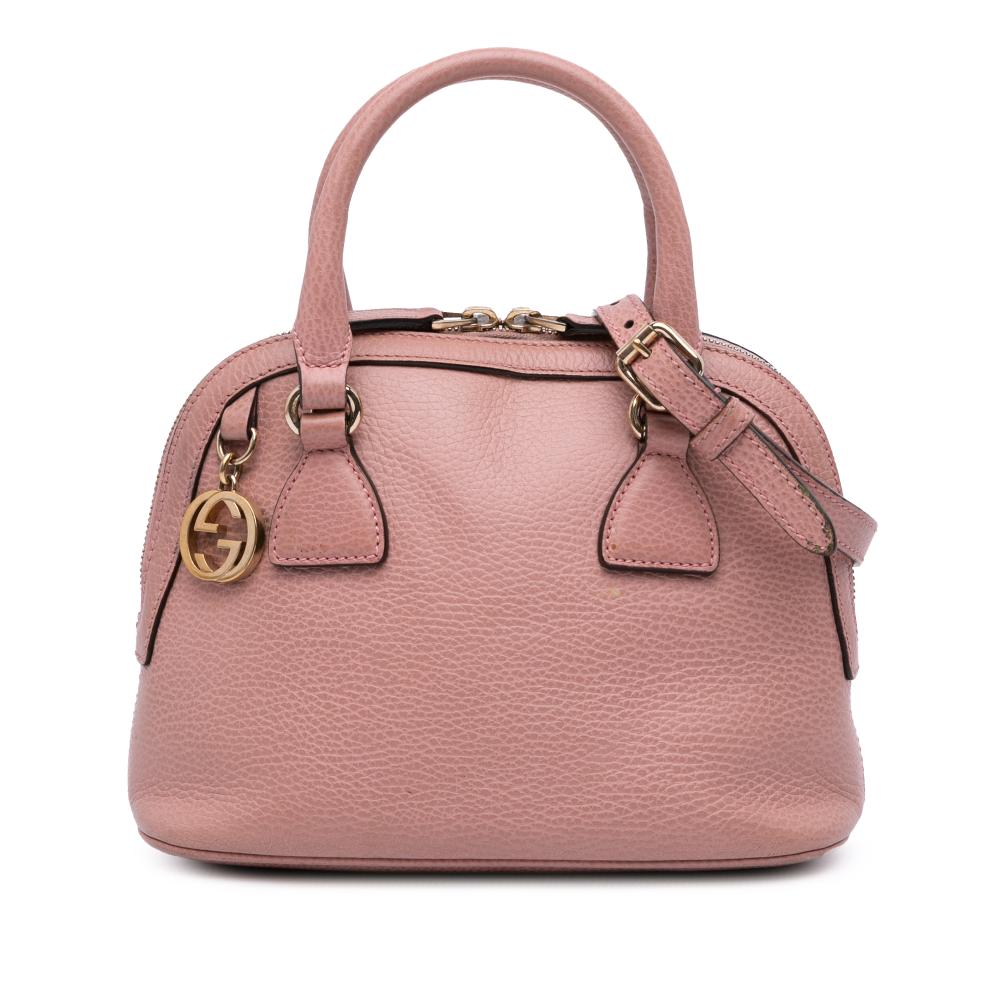 Gucci B Gucci Pink Calf Leather Mini GG Charm Dome Satchel Italy