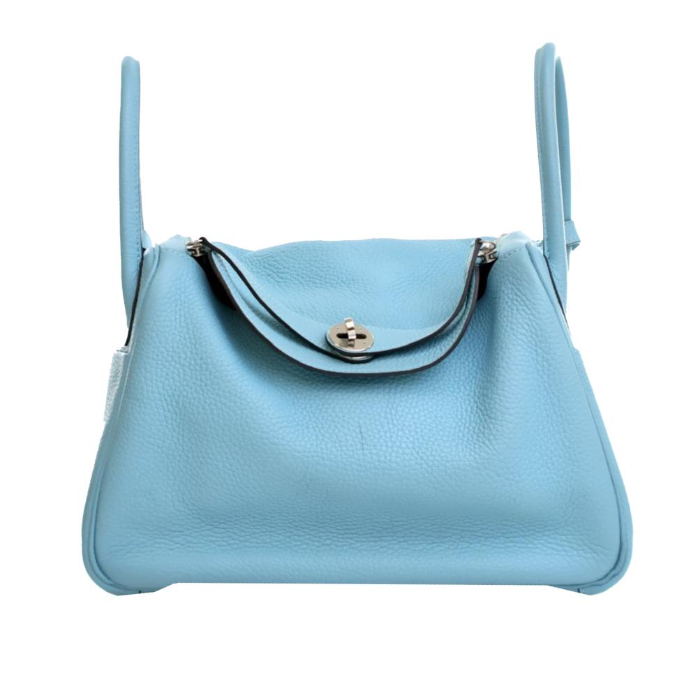 Hermès AB Hermès Blue Light Blue Calf Leather Clemence Lindy 30 France