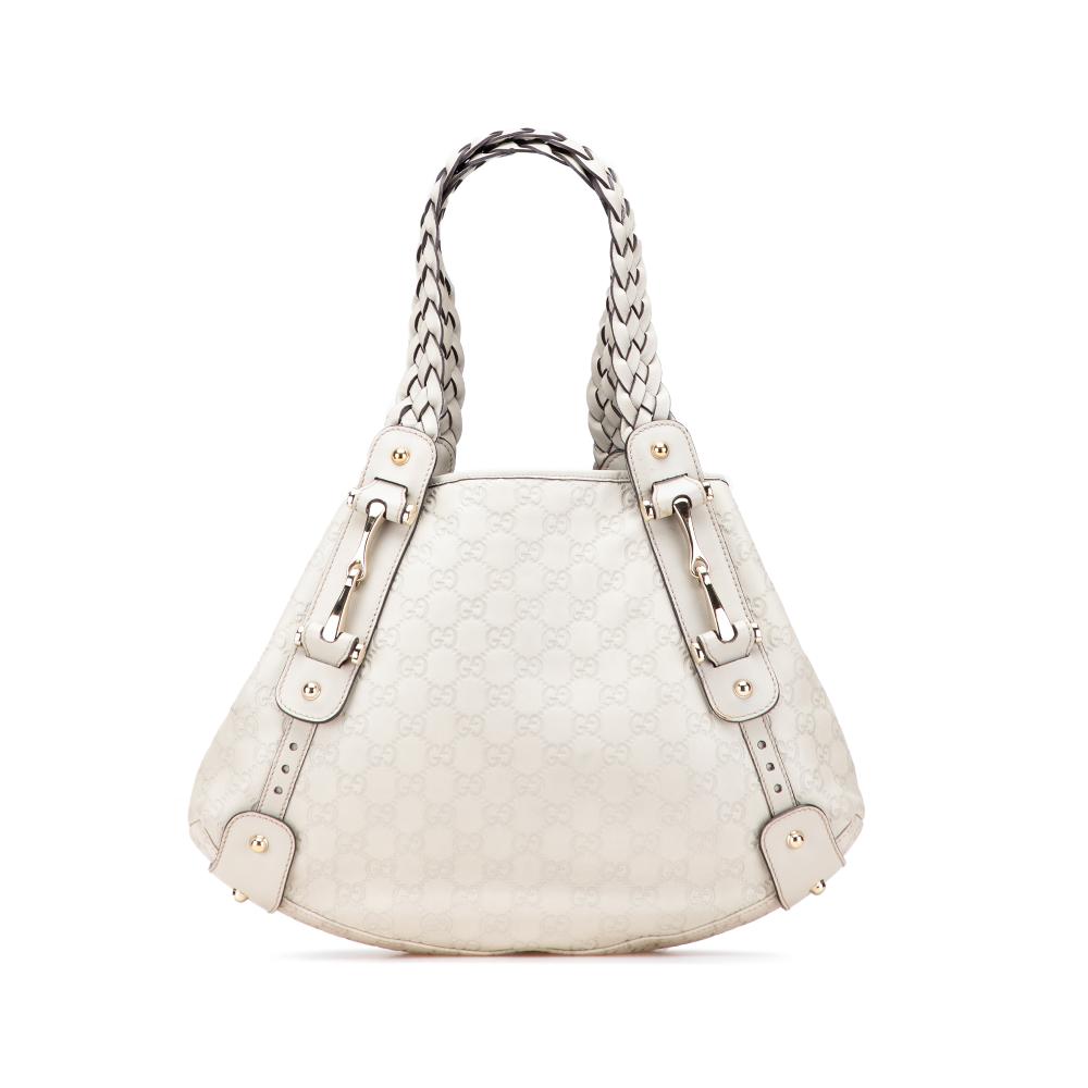 Gucci B Gucci White Calf Leather Small Guccissima Horsebit Pelham Shoulder Bag Italy