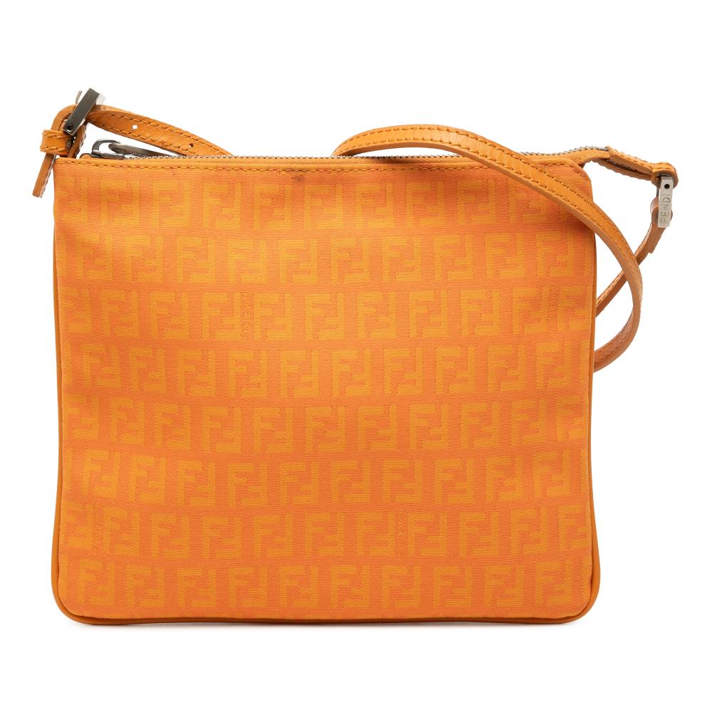 Fendi B Fendi Orange Canvas Fabric Zucchino Crossbody Italy