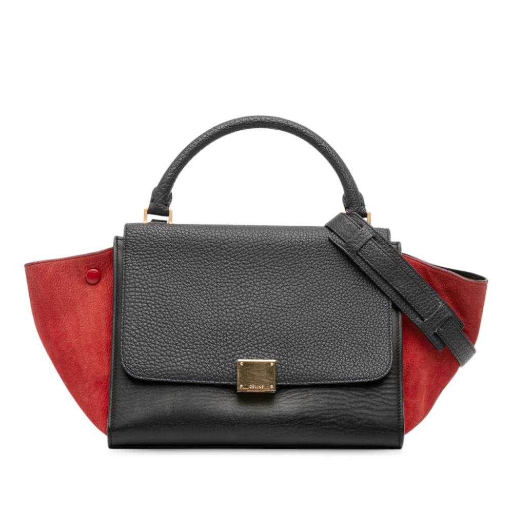 Celine B Celine Black with Multi Calf Leather Small Tricolor Trapeze Satchel Italy